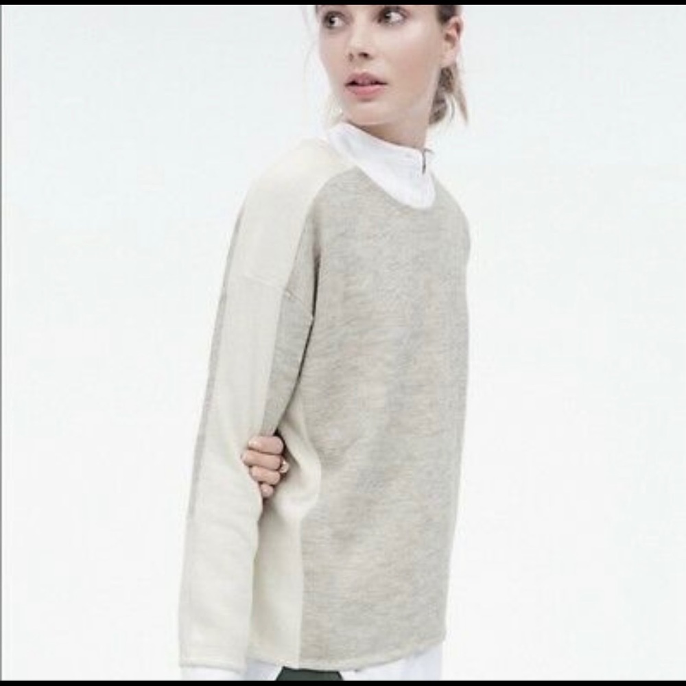 J.Crew Jaspe Wool Blend Color Block Sweater/Gray+… - image 1